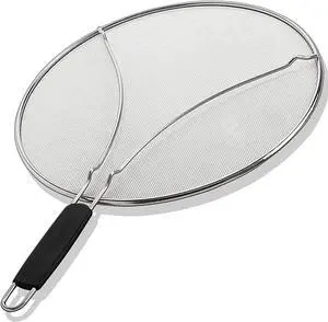 Splatter Screen for Frying Pan - 9.5 Inch Stainless Steel Grease Splatter Guard - Cover Oil Splash when Sizzling Bacon, Cooking Fried Chicken or Popcorn Splatter Screen for Frying Pan - 9.5 Inch Stainless Steel Grease Splatter Guard - Cover Oil Splash when Sizzling Bacon, Cooking Fried Chicken or Popcorn