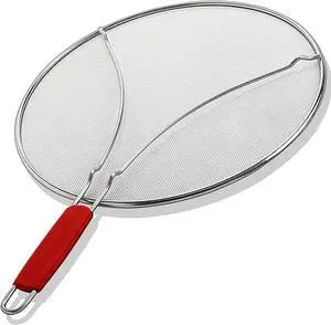 ALPHA LIVING 13" Splatter Guard for Frying Pan & Food Strainer and Universal Cookware- Stops Hot Oil Splash - Splatter Screen for Cooking - Red ALPHA LIVING 13" Splatter Guard for Frying Pan & Food Strainer and Universal Cookware- Stops Hot Oil Splash - Splatter Screen for Cooking - Red
