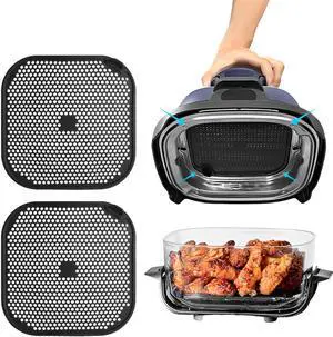 2 Pcs Ninja Air Fryer Splatter Screen, Silicone Combi Accessories For Ninja Crispi Fn101, Reusable Air Fryer Replacement Parts(Updated Version with Larger Cooling Holes) 2 Pcs Ninja Air Fryer Splatter Screen, Silicone Combi Accessories For Ninja Crispi Fn101, Reusable Air Fryer Replacement Parts(Updated Version with Larger Cooling Holes)