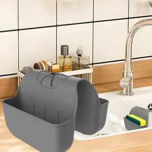 Sponge Holder for Kitchen Sink, Silicone Sink Saddle Caddy Organizer Rack, Sponges Holder Over Faucet, Hanging Kitchen Organizer Accessories Rack Basket Dark Gray Sponge Holder for Kitchen Sink, Silicone Sink Saddle Caddy Organizer Rack, Sponges Holder Over Faucet, Hanging Kitchen Organizer Accessories Rack Basket Dark Gray