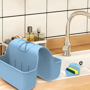 Sponge Holder for Kitchen Sink, Silicone Sink Saddle Caddy Organizer Rack, Sponges Holder Over Faucet, Hanging Kitchen Organizer Accessories Rack Basket - Light Blue Sponge Holder for Kitchen Sink, Silicone Sink Saddle Caddy Organizer Rack, Sponges Holder Over Faucet, Hanging Kitchen Organizer Accessories Rack Basket - Light Blue
