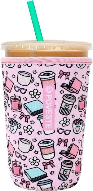 Reusable Neoprene Insulator Sleeve for Iced Coffee & Cold Soda, Coffee Sleeves for Iced & Hot Drinks, Cold Beverage Cooler Compatible with Starbucks, Dunkin (Coffee Break, Medium: 22-24oz) Reusable Neoprene Insulator Sleeve for Iced Coffee & Cold Soda, Coffee Sleeves for Iced & Hot Drinks, Cold Beverage Cooler Compatible with Starbucks, Dunkin (Coffee Break, Medium: 22-24oz)