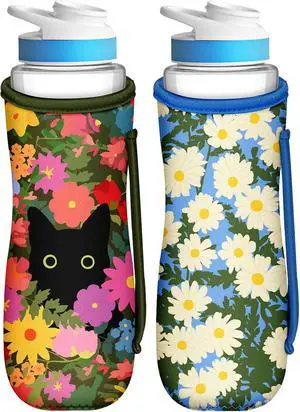 Water Bottle Sleeve for Cirkul 22 oz - 2 Pack Bottles Cover Holder Carrier Bag with Side Handle Water Bottle Sleeve for Cirkul 22 oz - 2 Pack Bottles Cover Holder Carrier Bag with Side Handle