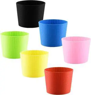 Cosmos Pack of 6 Assorted Colors Heat-resistant Silicone Coffee Cup Sleeve for Coffee Mug, Assorted Color Cosmos Pack of 6 Assorted Colors Heat-resistant Silicone Coffee Cup Sleeve for Coffee Mug, Assorted Color