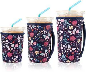 KJQJLY 3 Reusable Iced Coffee Sleeves for Iced Coffee Cups or Drinks Reusable Neoprene Insulated Sleeves for Hot and Cold Drinks from Starbucks, Dunkin, And More (Butterfly Bush) KJQJLY 3 Reusable Iced Coffee Sleeves for Iced Coffee Cups or Drinks Reusable Neoprene Insulated Sleeves for Hot and Cold Drinks from Starbucks, Dunkin, And More (Butterfly Bush)