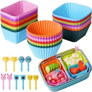 Doiaz Silicone Lunch Bento Box, 52 Pack Bento Lunch Box Bundle Dividers with Food Picks Lunch Accessories, Durable, Reusable, BPA-Free, Freezer and Dishwasher Safe Doiaz Silicone Lunch Bento Box, 52 Pack Bento Lunch Box Bundle Dividers with Food Picks Lunch Accessories, Durable, Reusable, BPA-Free, Freezer and Dishwasher Safe