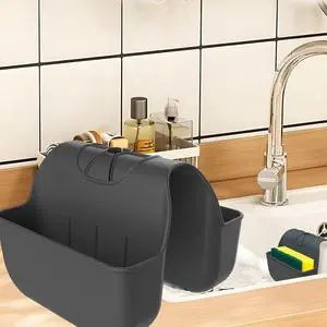 Sponge Holder for Kitchen Sink, Silicone Sink Saddle Caddy Organizer Rack, Sponges Holder Over Faucet, Hanging Kitchen Organizer Accessories Rack Basket Black Sponge Holder for Kitchen Sink, Silicone Sink Saddle Caddy Organizer Rack, Sponges Holder Over Faucet, Hanging Kitchen Organizer Accessories Rack Basket Black