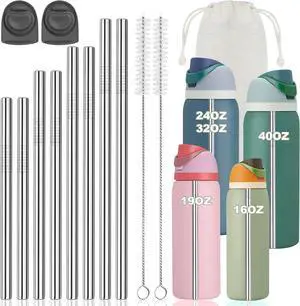 10 PCS Stainless Steel Straws for Owala Water Bottle, 4 Lengths 19oz 24oz 32oz 40oz Kids FreeSip 16oz, with Cleaning Brush & Travel Storage Bag 2 Replacement Stopper 10 PCS Stainless Steel Straws for Owala Water Bottle, 4 Lengths 19oz 24oz 32oz 40oz Kids FreeSip 16oz, with Cleaning Brush & Travel Storage Bag 2 Replacement Stopper