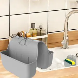 Sponge Holder for Kitchen Sink, Silicone Sink Saddle Caddy Organizer Rack, Sponges Holder Over Faucet, Hanging Kitchen Organizer Accessories Rack Basket Gray Sponge Holder for Kitchen Sink, Silicone Sink Saddle Caddy Organizer Rack, Sponges Holder Over Faucet, Hanging Kitchen Organizer Accessories Rack Basket Gray