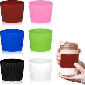 6Pcs Reusable Coffee Cup Silicone Sleeves Heat Resistant Insulates Protective Sleeve Nonslip Protector Cover Fit for Travel Coffee Mug Glasses, 6 Colors 6Pcs Reusable Coffee Cup Silicone Sleeves Heat Resistant Insulates Protective Sleeve Nonslip Protector Cover Fit for Travel Coffee Mug Glasses, 6 Colors