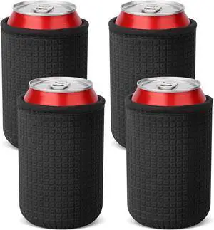 12oz Standard Can Sleeves Black Neoprene Beer Bottle Can Cover | 4 Pack, Non-slip, Thick, Beer Bottle Sleeves, Drink Holder 12oz Standard Can Sleeves Black Neoprene Beer Bottle Can Cover | 4 Pack, Non-slip, Thick, Beer Bottle Sleeves, Drink Holder