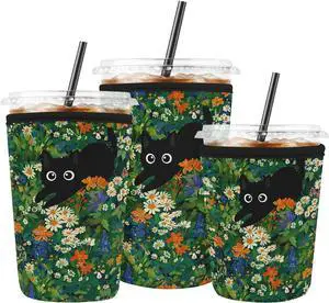 Iced Coffee Sleeve Reusable Neoprene Cup Sleeves, Cat Garden | Ice Coffee Sleeve, Insulated Cold Drinks Covers,Fits Most Cups Iced Coffee Sleeve Reusable Neoprene Cup Sleeves, Cat Garden | Ice Coffee Sleeve, Insulated Cold Drinks Covers,Fits Most Cups