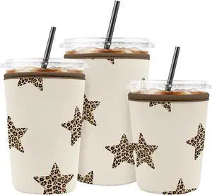 Iced Coffee Sleeve Reusable Neoprene Cup Sleeves, Stars Leopard | Ice Coffee Sleeve, Insulated Cold Drinks Covers,Fits Most Cups Iced Coffee Sleeve Reusable Neoprene Cup Sleeves, Stars Leopard | Ice Coffee Sleeve, Insulated Cold Drinks Covers,Fits Most Cups
