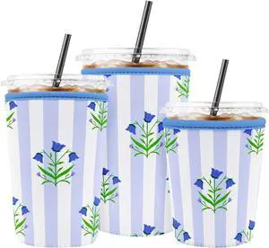 Iced Coffee Sleeve Reusable Neoprene Cup Sleeves, Stripes Flowers | Ice Coffee Sleeve, Insulated Cold Drinks Covers,Fits Most Cups Iced Coffee Sleeve Reusable Neoprene Cup Sleeves, Stripes Flowers | Ice Coffee Sleeve, Insulated Cold Drinks Covers,Fits Most Cups