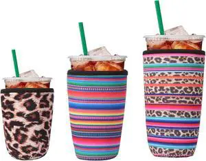3Pcs Reusable Insulated Neoprene Iced Coffee Cold Soda Cup Sleeve | Stripe Pattern 16-32Oz Cup Holder Can Cooler Cold Iced Drinks for Beverages Gifts for Families 3Pcs Reusable Insulated Neoprene Iced Coffee Cold Soda Cup Sleeve | Stripe Pattern 16-32Oz Cup Holder Can Cooler Cold Iced Drinks for Beverages Gifts for Families