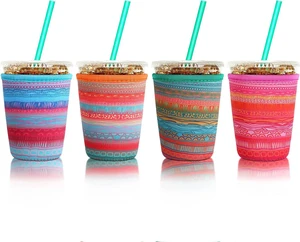 Patelai 4 Pack Reusable Iced Coffee Insulator Sleeve, Neoprene Coffee Cup Holder for Iced Hot Drinks, Beverage Holder for Most Drinks(16-20 oz Small, African Grain) Patelai 4 Pack Reusable Iced Coffee Insulator Sleeve, Neoprene Coffee Cup Holder for Iced Hot Drinks, Beverage Holder for Most Drinks(16-20 oz Small, African Grain)