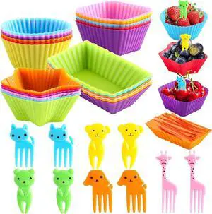 Silicone Lunch Box Dividers,Back to School Lunch Essentials - 24 pcs Bento Box Dividers with 10 Animal Picks,Lunchbox Supplies Accessories,Cupcake Baking Cups,Muffin Pan Liners,Reusable and BPA Free Silicone Lunch Box Dividers,Back to School Lunch Essentials - 24 pcs Bento Box Dividers with 10 Animal Picks,Lunchbox Supplies Accessories,Cupcake Baking Cups,Muffin Pan Liners,Reusable and BPA Free