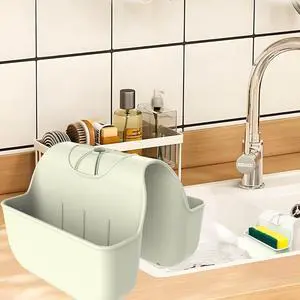 Sponge Holder for Kitchen Sink, Silicone Sink Saddle Caddy Organizer Rack, Sponges Holder Over Faucet, Hanging Kitchen Organizer Accessories Rack Basket Beige Sponge Holder for Kitchen Sink, Silicone Sink Saddle Caddy Organizer Rack, Sponges Holder Over Faucet, Hanging Kitchen Organizer Accessories Rack Basket Beige