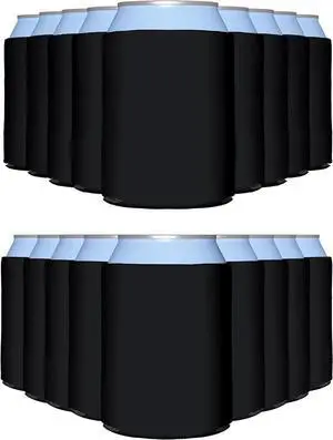 PartyPrints 25 Pack Black Blank Can Cooler Sleeves, Customizable Bulk Insulated Foam for Beer, Collapsible Plain Drink Holder, Cold Soda Insulator, 12oz Regular, 16oz Tall Cans PartyPrints 25 Pack Black Blank Can Cooler Sleeves, Customizable Bulk Insulated Foam for Beer, Collapsible Plain Drink Holder, Cold Soda Insulator, 12oz Regular, 16oz Tall Cans