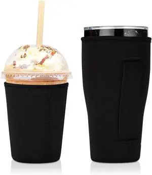 2 PCS Reusable Iced Coffee Sleeve for 24oz Cold Drinks Beverage,Insulated Neoprene Cup Holder with Handle for 30oz-32oz Tumbler Cup,Dunkin Donuts, Starbucks,McDonald's Coffee(Black) 2 PCS Reusable Iced Coffee Sleeve for 24oz Cold Drinks Beverage,Insulated Neoprene Cup Holder with Handle for 30oz-32oz Tumbler Cup,Dunkin Donuts, Starbucks,McDonald's Coffee(Black)