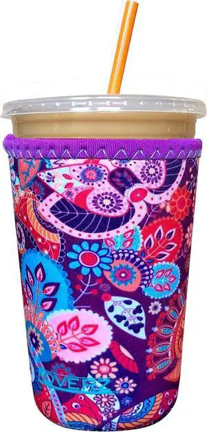 Iced Coffee Sleeve, Insulated Neoprene Cup Sleeve, Fits a 24 Oz. Coffee Cup, Washable and Reusable, Iced Coffee Accessories, Medium Paisley Iced Coffee Sleeve, Insulated Neoprene Cup Sleeve, Fits a 24 Oz. Coffee Cup, Washable and Reusable, Iced Coffee Accessories, Medium Paisley
