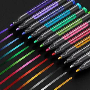 ARTISTRO 12 Metallic Paint Pens for Glass Marking - Bullet Tip | Acrylic Paint Markers for Poster, Rock Painting, Ceramic, Wood, Fabric, Scrapbooking, DIY, Craft, Card Making, Coloring ARTISTRO 12 Metallic Paint Pens for Glass Marking - Bullet Tip | Acrylic Paint Markers for Poster, Rock Painting, Ceramic, Wood, Fabric, Scrapbooking, DIY, Craft, Card Making, Coloring
