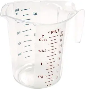 Winco 1 Pint Clear Plastic Measuring Cup | Graduated measurements, Stackable design, For liquid and dry ingredients, baking and commercial food prep Winco 1 Pint Clear Plastic Measuring Cup | Graduated measurements, Stackable design, For liquid and dry ingredients, baking and commercial food prep