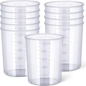 Gartful 100ml Plastic Measuring Cup - 10 Pack, 3.4oz Disposable Mixing Cups for Liquid Measuring, Epoxy Resin Crafts, Paint Mixing, Cosmetic Making Gartful 100ml Plastic Measuring Cup - 10 Pack, 3.4oz Disposable Mixing Cups for Liquid Measuring, Epoxy Resin Crafts, Paint Mixing, Cosmetic Making