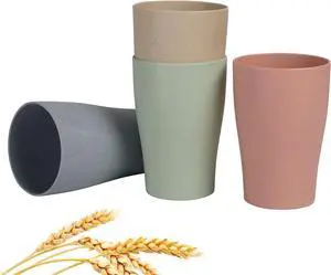 Wheat Straw Cup 4 Pcs 11 Oz Reusable Drinking Cups Tumbler Set | Unbreakable Lightweight Dishwasher & Microwave Safe Eco-Friendly Dairy Use Cup for Milk Juice Water Bathroom Outdoor Camping Wheat Straw Cup 4 Pcs 11 Oz Reusable Drinking Cups Tumbler Set | Unbreakable Lightweight Dishwasher & Microwave Safe Eco-Friendly Dairy Use Cup for Milk Juice Water Bathroom Outdoor Camping