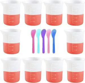 10 Pcs 100ml Silicone Measuring Cups, Nonstick Mixing Cups for Resin Molds, DIY Crafts 10 Pcs 100ml Silicone Measuring Cups, Nonstick Mixing Cups for Resin Molds, DIY Crafts