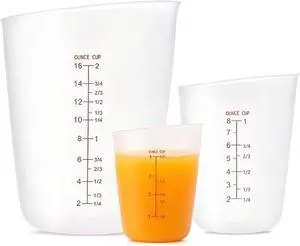 3 PCS Silicone Flexible Measuring Cups,2 Cup&1 Cup&1/2 Cup | Squeeze and Pour Melting Cups with Marking Ounce/ML for Epoxy Resin,Butter,Chocolate 3 PCS Silicone Flexible Measuring Cups,2 Cup&1 Cup&1/2 Cup | Squeeze and Pour Melting Cups with Marking Ounce/ML for Epoxy Resin,Butter,Chocolate