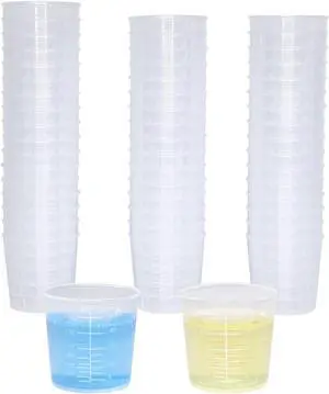 50 Pack 2 Oz Plastic Graduated Cups, Mixing Cups for Epoxy, Resin | Transparent Scale, for Measuring, Pouring, Mixing 50 Pack 2 Oz Plastic Graduated Cups, Mixing Cups for Epoxy, Resin | Transparent Scale, for Measuring, Pouring, Mixing