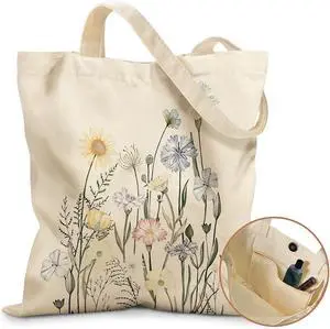 Miss Adola Aesthetic Tote Bag for Girls - with Magnetic Buckle and Zipper Inner Pocket for Women Lady Canvas Cotton Tote Bag Miss Adola Aesthetic Tote Bag for Girls - with Magnetic Buckle and Zipper Inner Pocket for Women Lady Canvas Cotton Tote Bag