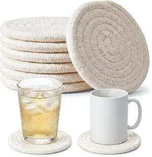 DomeStar Drink Coasters Set of 6, 3.5 Inch, Boho Furniture and Modern Farmhouse Decor Drink Coasters, Minimalist Non-Slip Tabletop Protection Suitable for Kinds of Cups, Living Room, Kitchen, White DomeStar Drink Coasters Set of 6, 3.5 Inch, Boho Furniture and Modern Farmhouse Decor Drink Coasters, Minimalist Non-Slip Tabletop Protection Suitable for Kinds of Cups, Living Room, Kitchen, White