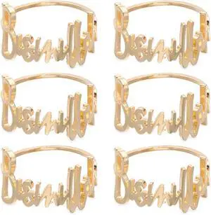 Napkin Rings- 6 Pcs Bismillah Letter Metal Napkin Ring Set Alphabet Napkin Buckles Holder Table Decor for Wedding, Party, Ramadan, Banquet (Gold) Napkin Rings- 6 Pcs Bismillah Letter Metal Napkin Ring Set Alphabet Napkin Buckles Holder Table Decor for Wedding, Party, Ramadan, Banquet (Gold)