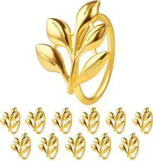 Leaf Napkin Ring Holder Set of 12 Gold Metal | Dining Table Decor, Wedding Party Dinner Banquet Leaf Napkin Ring Holder Set of 12 Gold Metal | Dining Table Decor, Wedding Party Dinner Banquet