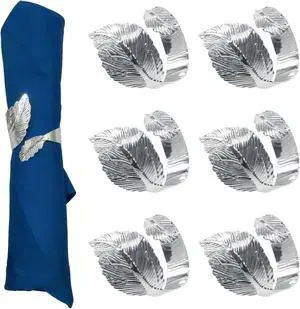Napkin Rings Silver, 6PCS Leaf Napkin Rings Metal for Table Setting Wedding Birthday Anniversary Easter Christmas Halloween Thanksgiving Party Fall Napkin Rings Silver, 6PCS Leaf Napkin Rings Metal for Table Setting Wedding Birthday Anniversary Easter Christmas Halloween Thanksgiving Party Fall