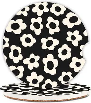 Absorbent Car Coasters 2 Pack for Cup Holders, 2.56" Ceramic Stone & Non-Scratch Cork Base Drink Coasters(White Flower) Absorbent Car Coasters 2 Pack for Cup Holders, 2.56" Ceramic Stone & Non-Scratch Cork Base Drink Coasters(White Flower)