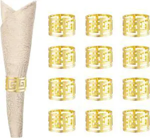 Gold Napkin Rings Set of 12 - Sparkle Metal Napkin Buckles - Elegant Dining Table Decor for Wedding, Holiday, Garden Party Gold Napkin Rings Set of 12 - Sparkle Metal Napkin Buckles - Elegant Dining Table Decor for Wedding, Holiday, Garden Party