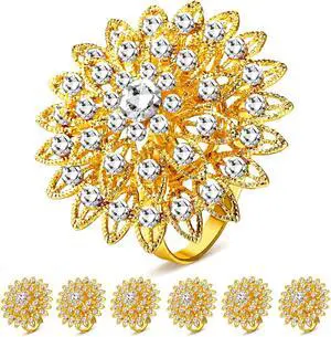 Geiserailie 6 Pcs Gold Napkin Rings, Crystal Flower Alloy Wedding | Rhinestone Holders for Bridal Shower Bachelor Party Birthday Dinner Table, Shiny Floral Design Adds Holiday Elegance Geiserailie 6 Pcs Gold Napkin Rings, Crystal Flower Alloy Wedding | Rhinestone Holders for Bridal Shower Bachelor Party Birthday Dinner Table, Shiny Floral Design Adds Holiday Elegance