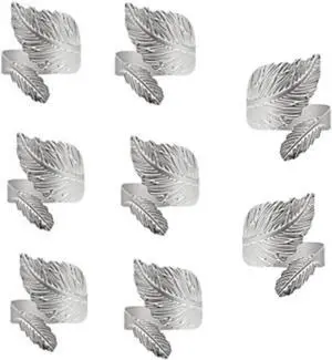 8 Pcs Napkin Rings Silver Napkin Ring Holder Metal Leaf Napkin Rings for Christmas Wedding Party Dinner Table Decor (Silver) 8 Pcs Napkin Rings Silver Napkin Ring Holder Metal Leaf Napkin Rings for Christmas Wedding Party Dinner Table Decor (Silver)