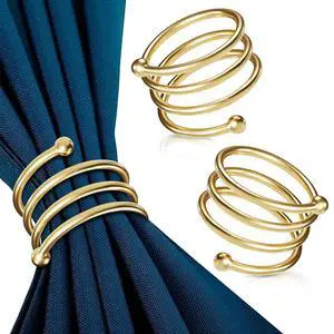 Gold Napkin Rings Set of 8, Elegant Spiral Holders for Table Decor | Reusable Metal Holders Slide Over Cloth, Paper, or Linen Napkins - Fit Dining Tables, Weddings, and Elegant Party Settings Gold Napkin Rings Set of 8, Elegant Spiral Holders for Table Decor | Reusable Metal Holders Slide Over Cloth, Paper, or Linen Napkins - Fit Dining Tables, Weddings, and Elegant Party Settings