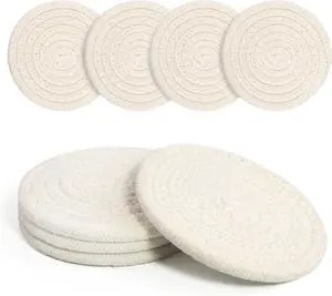 Coasters Set of 4 for Drinks, Cotton Woven 4 Colors Absorbent Boho Coasters for Home Decor Cups - Hot or Cold Drink Thickened (White) Coasters Set of 4 for Drinks, Cotton Woven 4 Colors Absorbent Boho Coasters for Home Decor Cups - Hot or Cold Drink Thickened (White)
