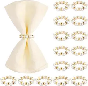 Suream 1.6 Inch Napkin Rings, Table Napkin Holder for Wedding Party Birthday Banquet Table Decor(Set of 15, White and Gold) Suream 1.6 Inch Napkin Rings, Table Napkin Holder for Wedding Party Birthday Banquet Table Decor(Set of 15, White and Gold)