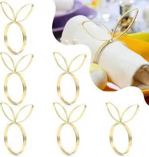 KESOTE Easter Napkin Rings Set of 6, Bunny Napkin Rings Gold Napkin Holder Rings for Easter Dinning Table Decorations KESOTE Easter Napkin Rings Set of 6, Bunny Napkin Rings Gold Napkin Holder Rings for Easter Dinning Table Decorations