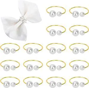 KPOSIYA Pearl Napkin Rings - Set of 12 Gold Napkin Holder Table Napkin Buckles for Dinning Table Setting Christmas Wedding Party Supplies (Gold 12) KPOSIYA Pearl Napkin Rings - Set of 12 Gold Napkin Holder Table Napkin Buckles for Dinning Table Setting Christmas Wedding Party Supplies (Gold 12)