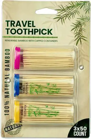 DecorRack 3 Travel Toothpick Dispensers with 150 Bamboo Picks DecorRack 3 Travel Toothpick Dispensers with 150 Bamboo Picks