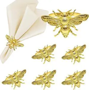 Bee Napkin Rings Set of 6 Gold Bumblebee Napkin Holder Ring for Spring Party Wedding Baby Shower Brithday Table Setting,Insect Honeybee Napkin Ring for Rustic Farmhouse Dinner Table Decor Bee Napkin Rings Set of 6 Gold Bumblebee Napkin Holder Ring for Spring Party Wedding Baby Shower Brithday Table Setting,Insect Honeybee Napkin Ring for Rustic Farmhouse Dinner Table Decor