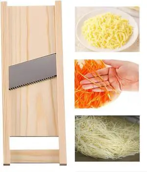 Korean Carrot Julienne Shredder Solid Wood Food Grater, Non-Detachable Stainless Steel Blade Veggie Cutter with Safety Hand Guard, For Potato Radish Onion Slicing & Shredding Korean Carrot Julienne Shredder Solid Wood Food Grater, Non-Detachable Stainless Steel Blade Veggie Cutter with Safety Hand Guard, For Potato Radish Onion Slicing & Shredding