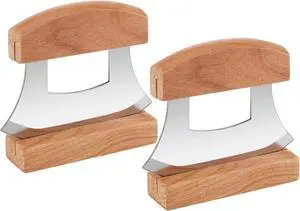 Hanaive 2 Pack 4 x 5 Inch Mezzaluna Ulu Knife Salad Veggies Rocker Chopper Slicer Cutter Mezzaluna Knife with Wooden Display Stand for Kitchen Cutting Chopping Knives Chef Cleaver Arthritic Tool Hanaive 2 Pack 4 x 5 Inch Mezzaluna Ulu Knife Salad Veggies Rocker Chopper Slicer Cutter Mezzaluna Knife with Wooden Display Stand for Kitchen Cutting Chopping Knives Chef Cleaver Arthritic Tool